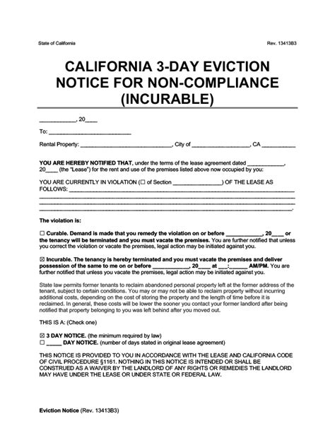 3 Day Eviction Notice California Template